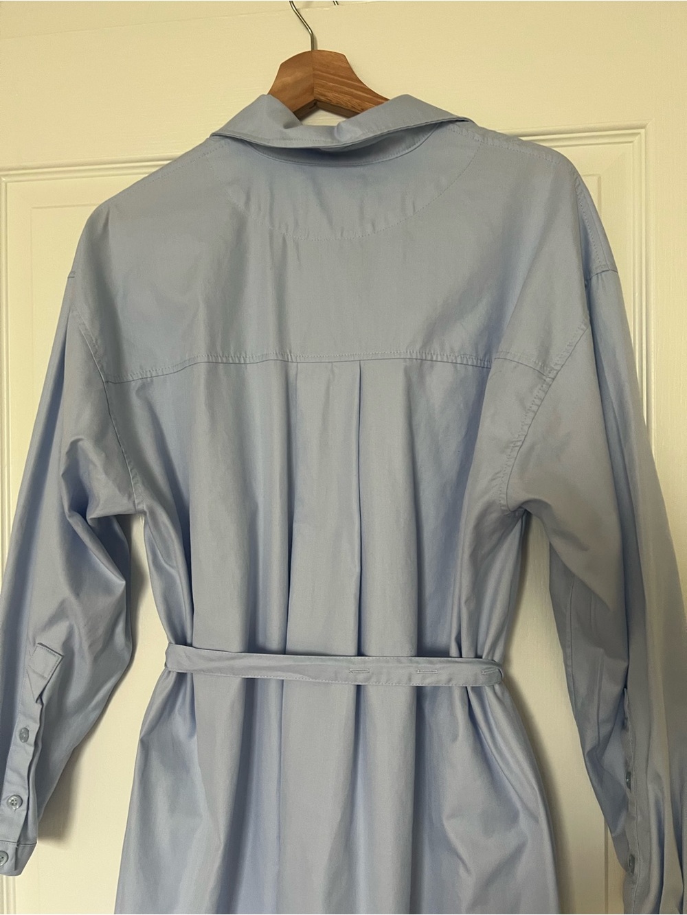 Cotton Shirt Dress in Light Blue - Picture 10 of 13